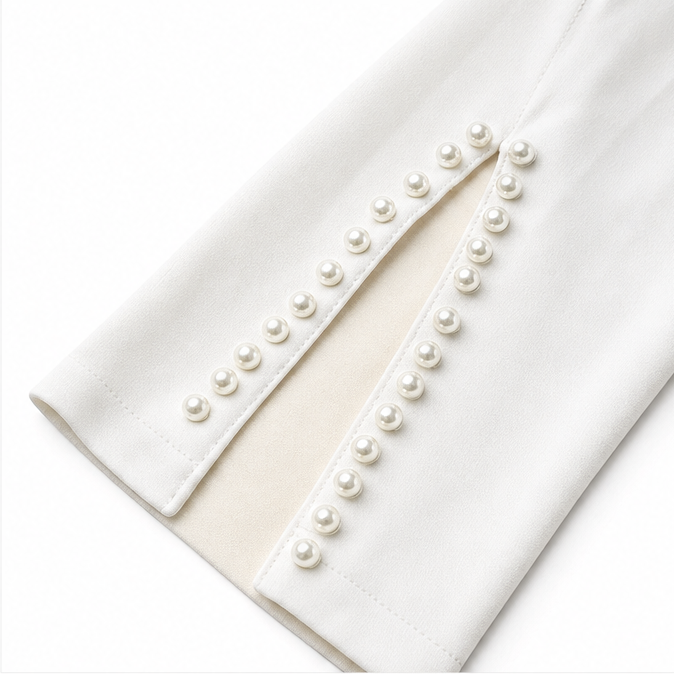 Anneliese Pearl-Sleeve Midi Dress, close-up detail 2