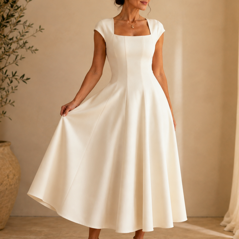 Aurelia Square-Neck Midi Dress, front view