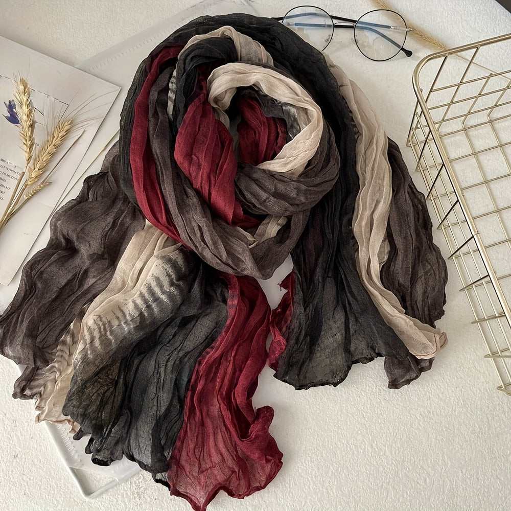 Blythe Pleated Gradient Scarf in Bright Burgundy, product photo