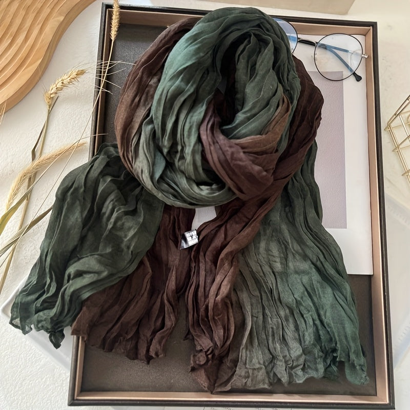 Blythe Pleated Gradient Scarf in Dark Green, product photo