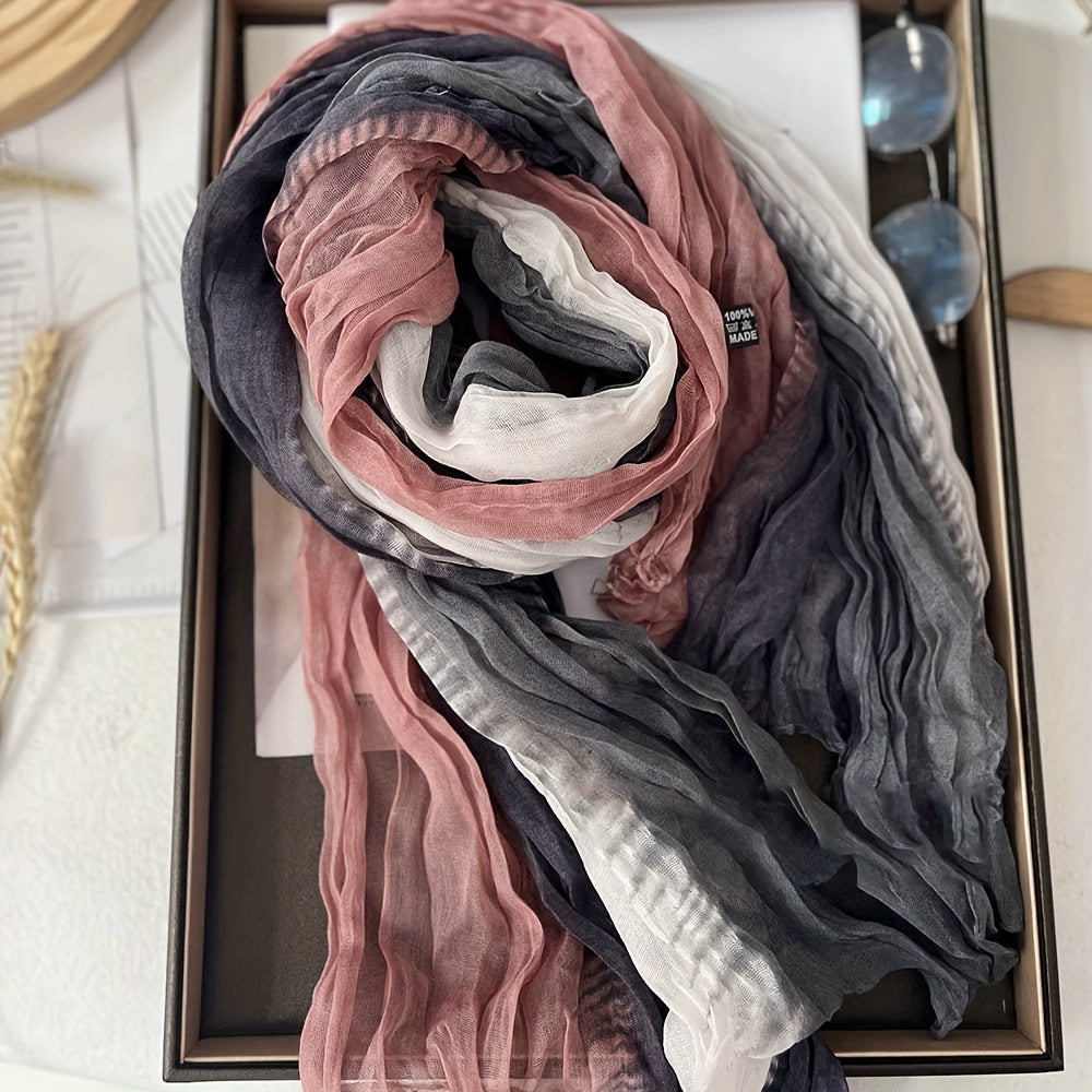 Blythe Pleated Gradient Scarf in Gray Pink, product photo
