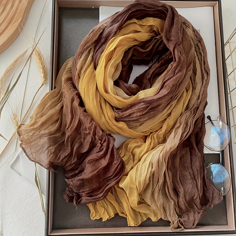 Blythe Pleated Gradient Scarf in Yellow Brown, product photo