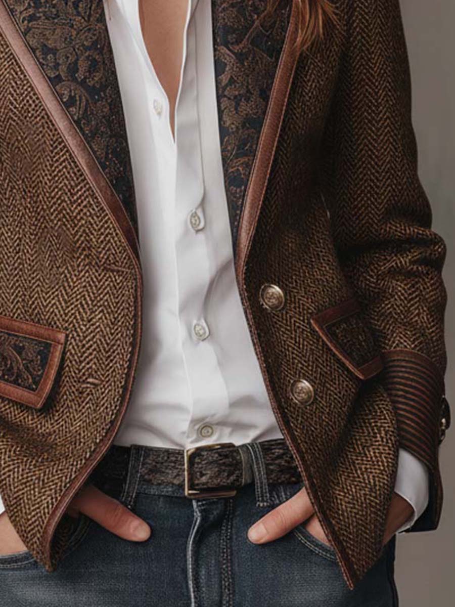 Dorothea Paisley Lapel Blazer, close-up detail 4