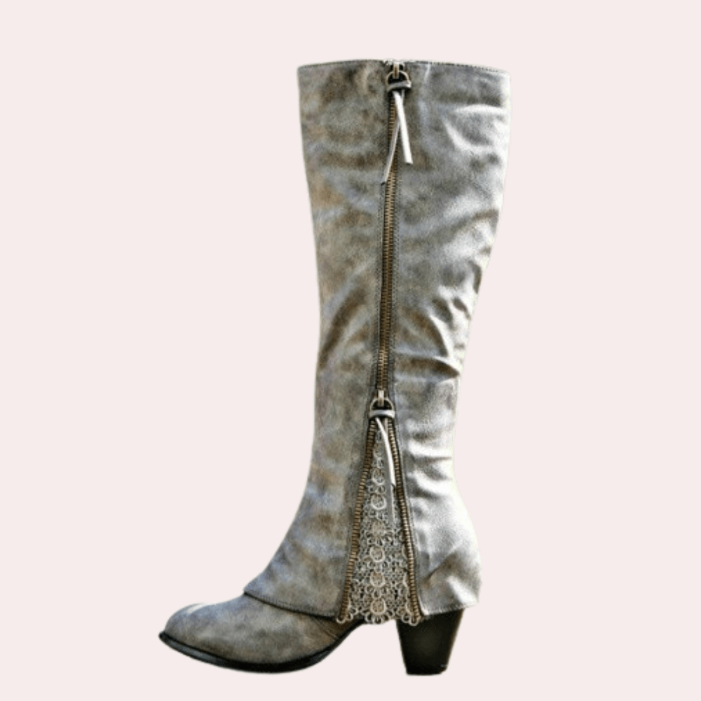 Fenella Two-Tone Knee Boots in Gray, product photo