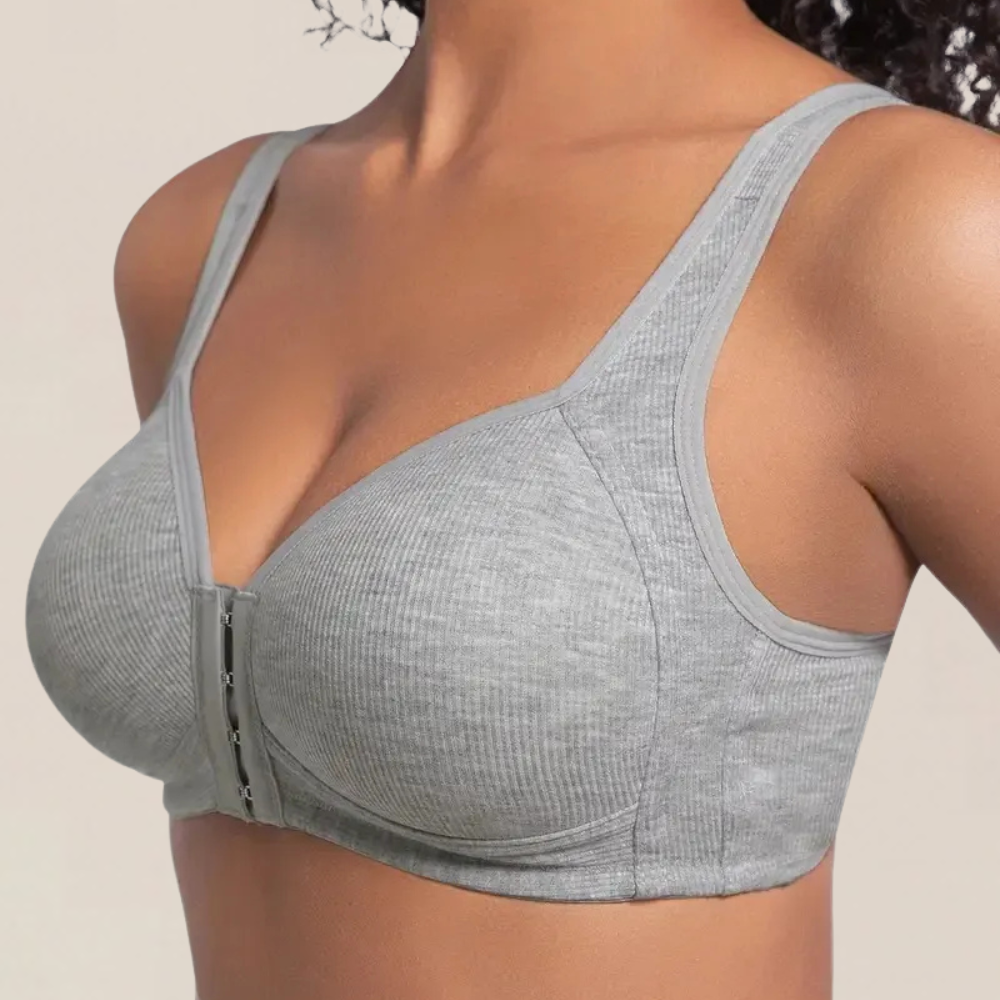 Marlowe Front-Close Ribbed Bra, front view 2