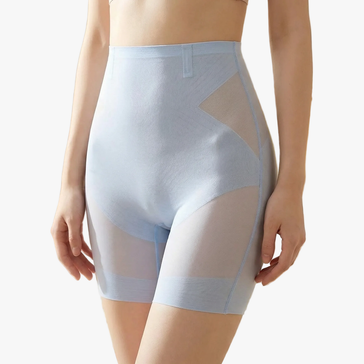 Sabine High-Waist Shaping Shorts in Ice Blue, front view