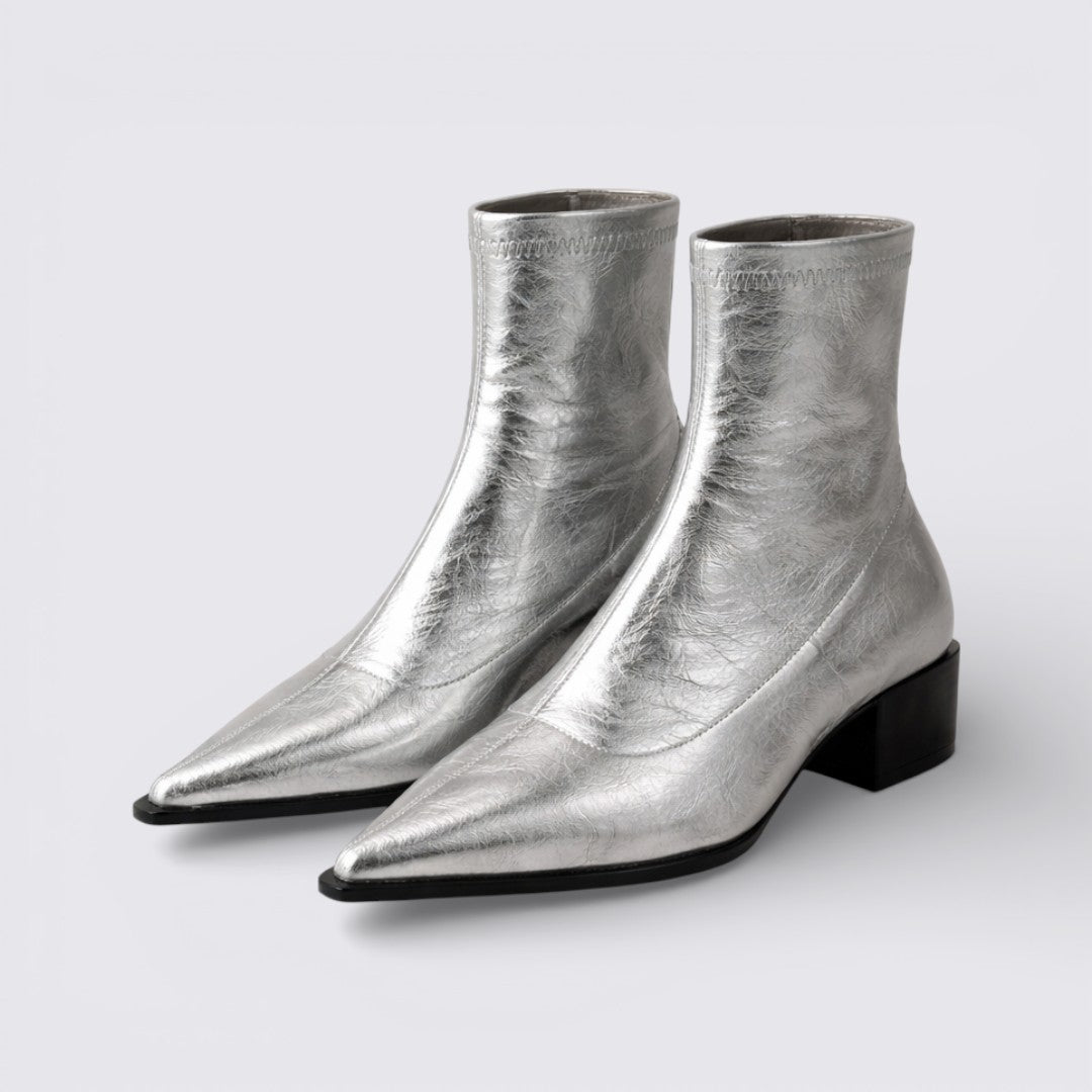 Ursula Metallic Ankle Boots in Silver, product photo