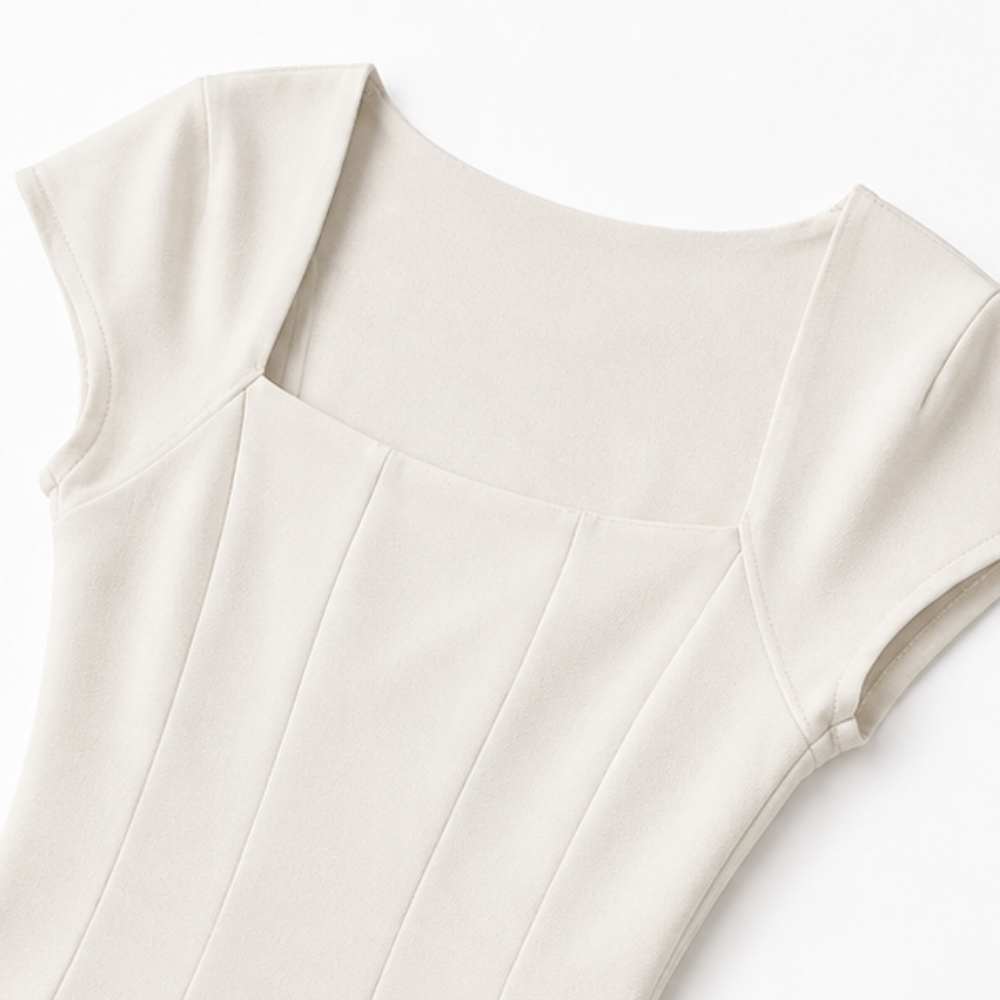 Aurelia Square-Neck Midi Dress, close-up detail