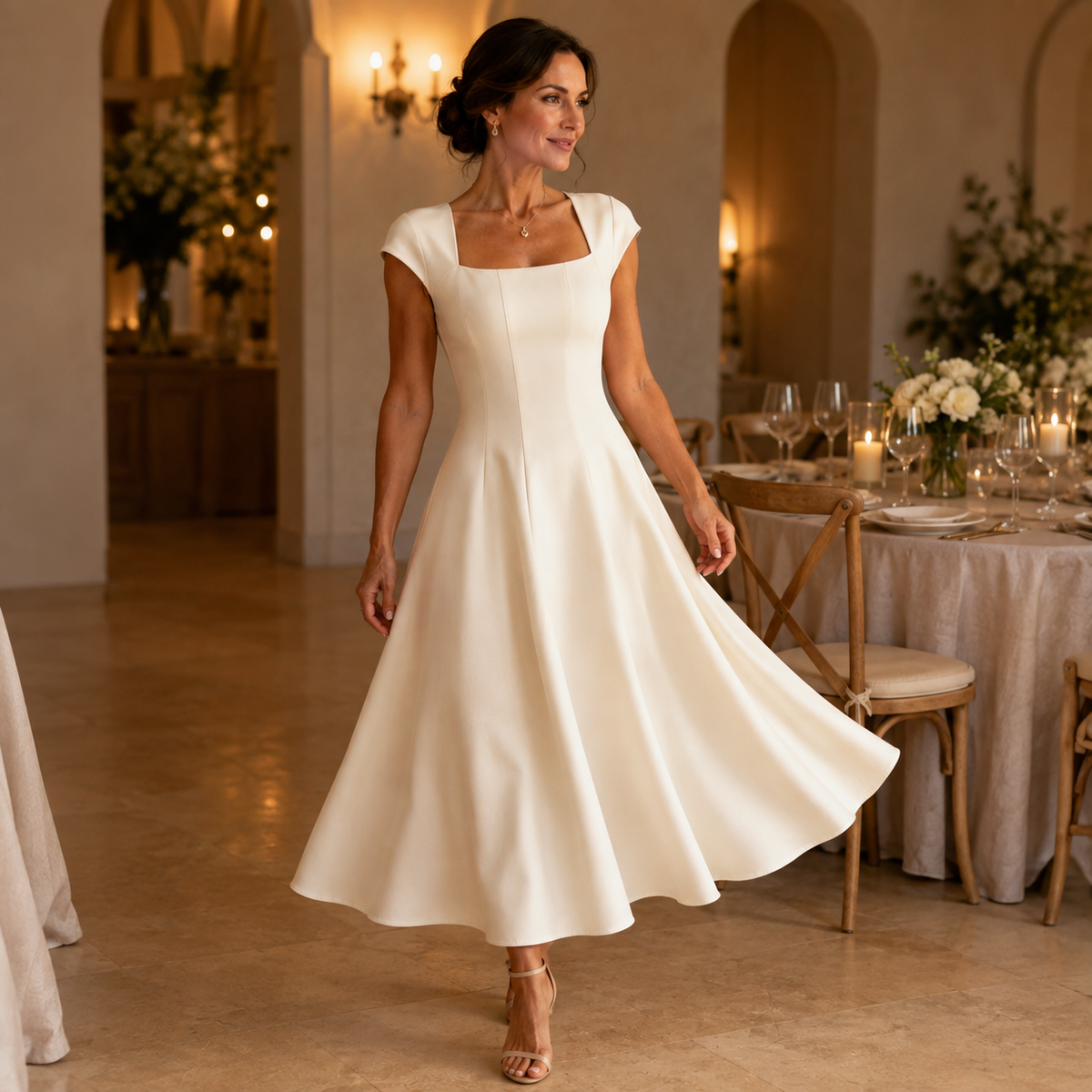 Aurelia Square-Neck Midi Dress, styled look 4