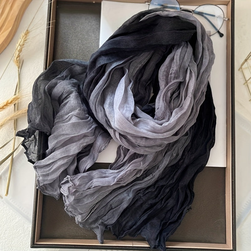 Blythe Pleated Gradient Scarf in Black, product photo