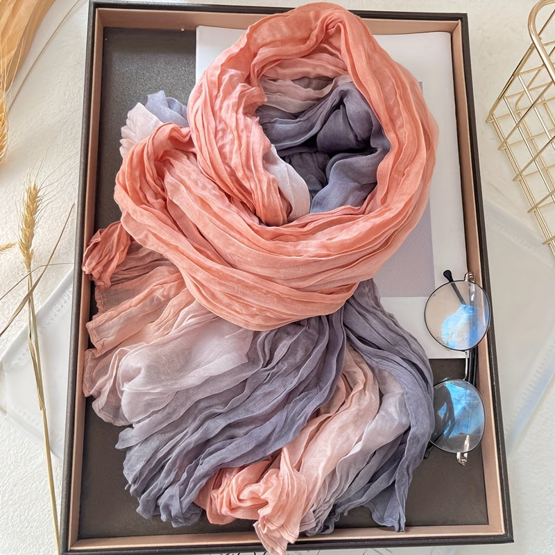 Blythe Pleated Gradient Scarf in Coral, product photo