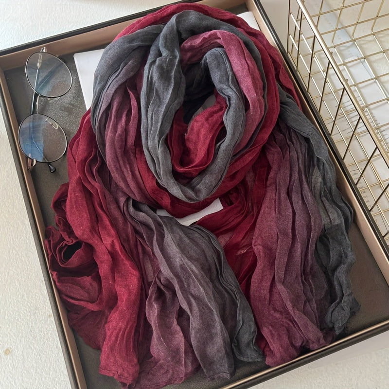 Blythe Pleated Gradient Scarf in Muted Burgundy, product photo