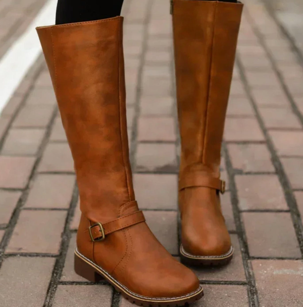 Cosima Grained Riding Boots, front view