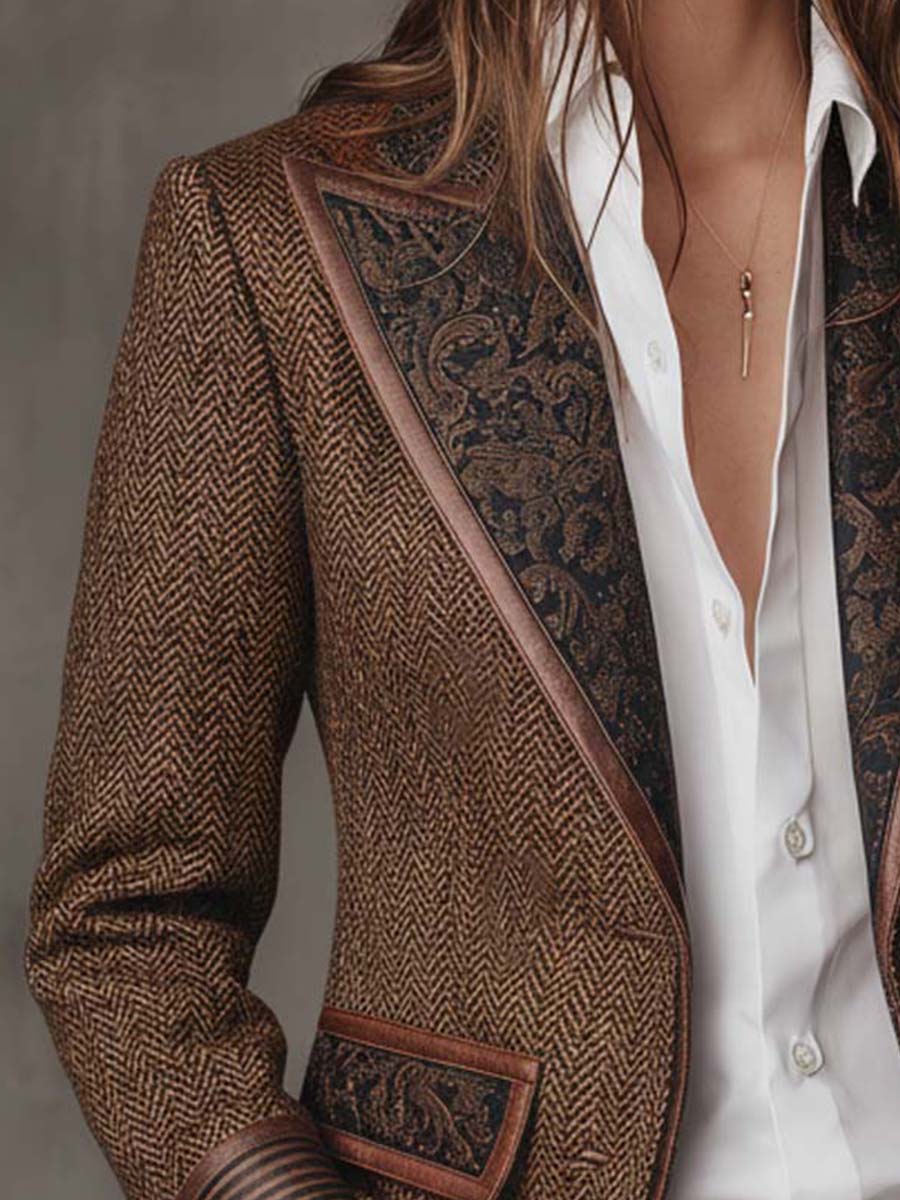 Dorothea Paisley Lapel Blazer, close-up detail