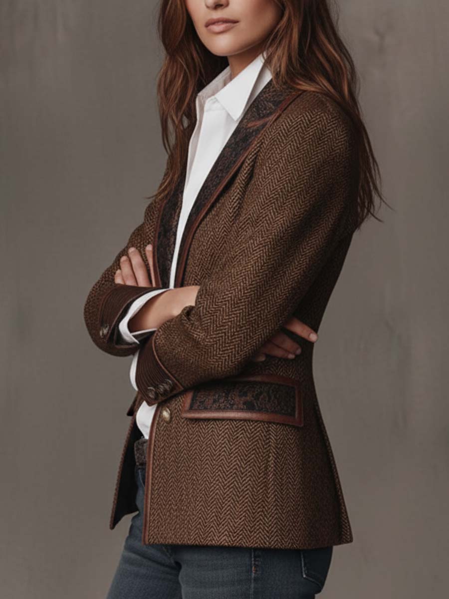 Dorothea Paisley Lapel Blazer, front view 2