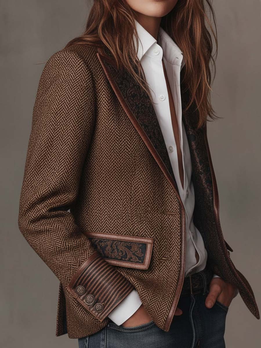 Dorothea Paisley Lapel Blazer, front view 3