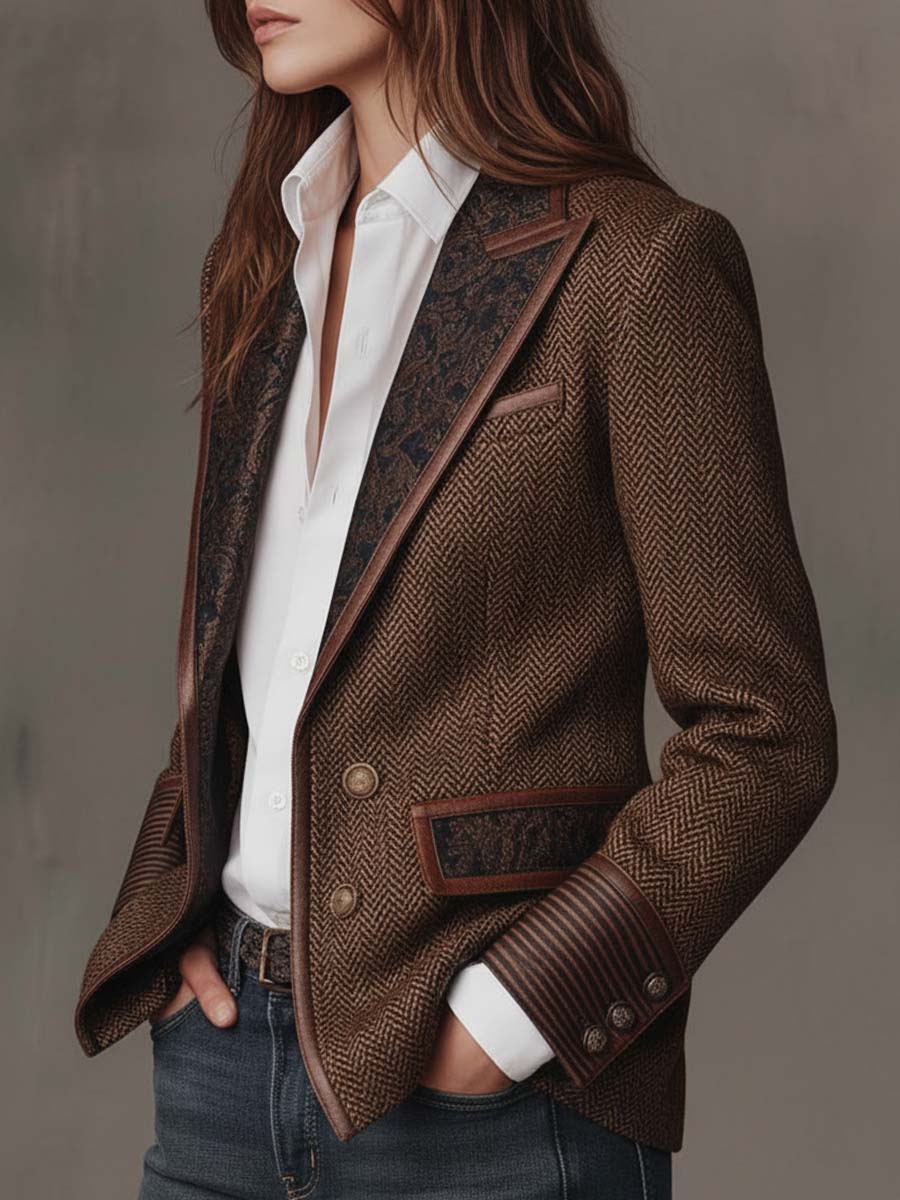 Dorothea Paisley Lapel Blazer, front view 4