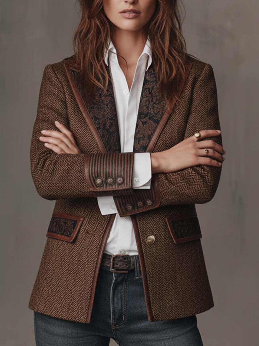 Dorothea Paisley Lapel Blazer, front view