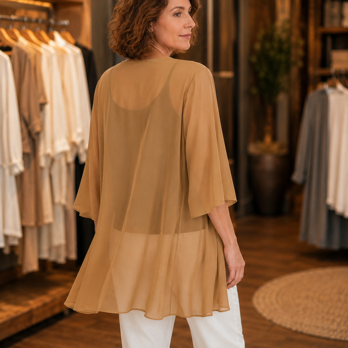 Esme Chiffon Open Cardigan, back view