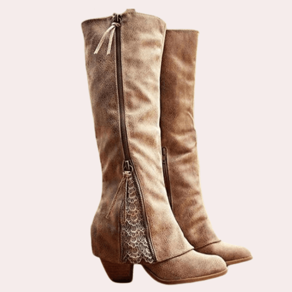 Fenella Two-Tone Knee Boots in Brown, product photo