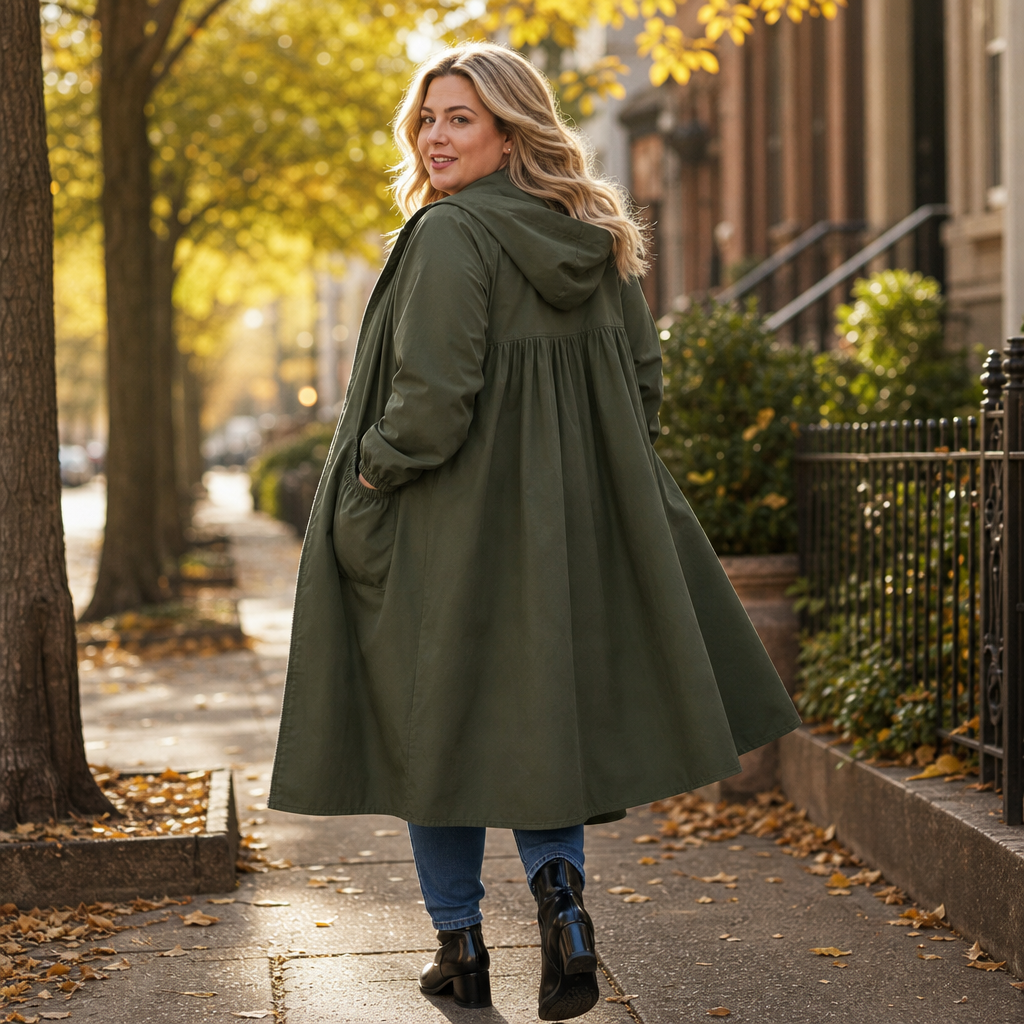 Giselle Peplum Rain Jacket, back view
