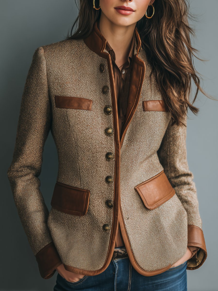 Jocelyn Herringbone Tweed Jacket, front view