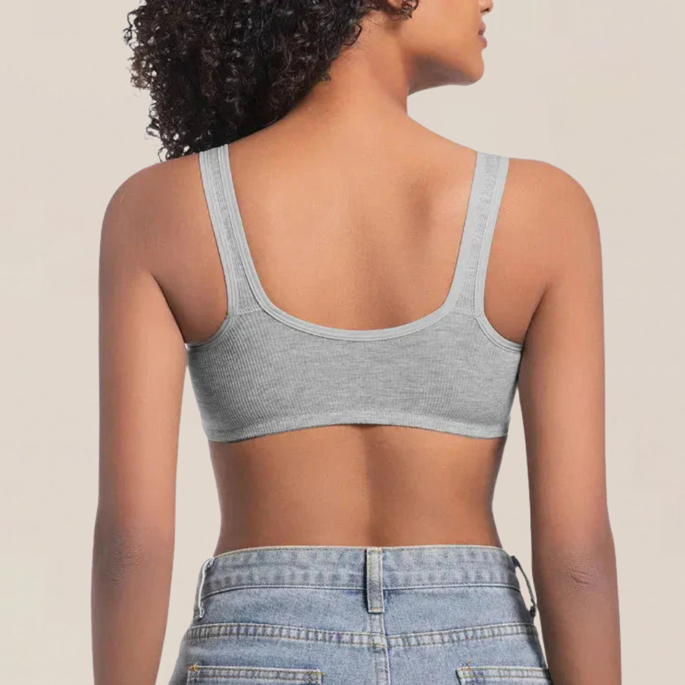 Marlowe Front-Close Ribbed Bra, back view