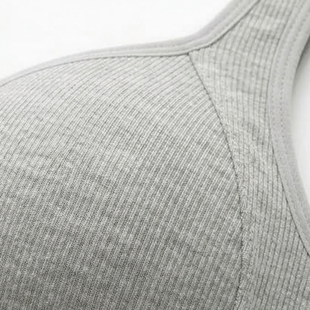 Marlowe Front-Close Ribbed Bra, close-up detail