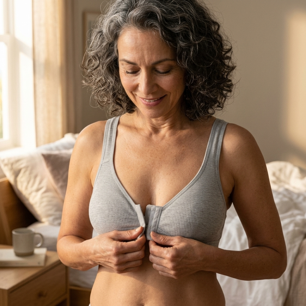 Marlowe Front-Close Ribbed Bra, styled look