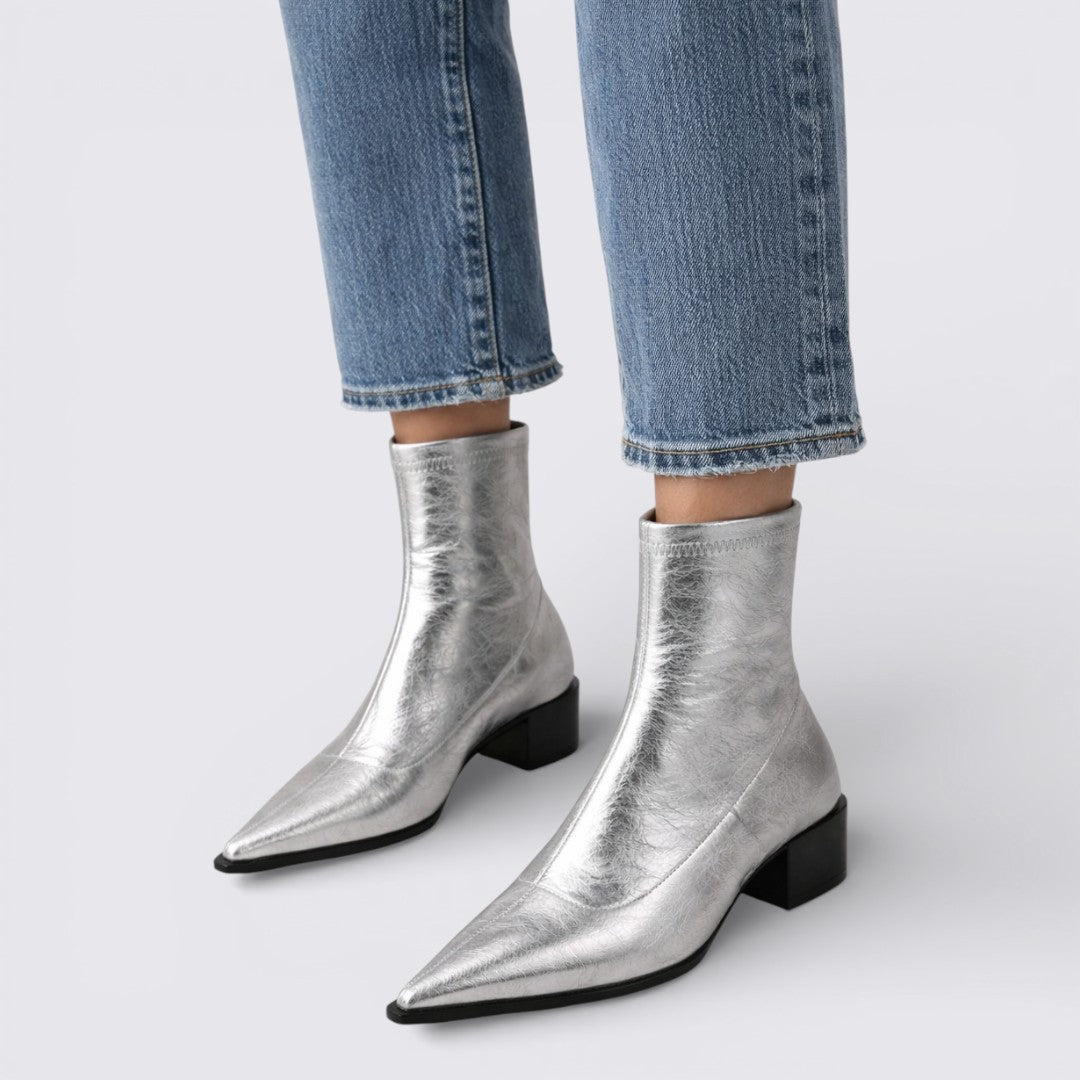 Ursula Metallic Ankle Boots, front view